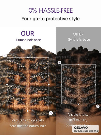 HD Lace Knotless Box Braided Wig | Real Scalp Look Glueless Wig - Qelavo