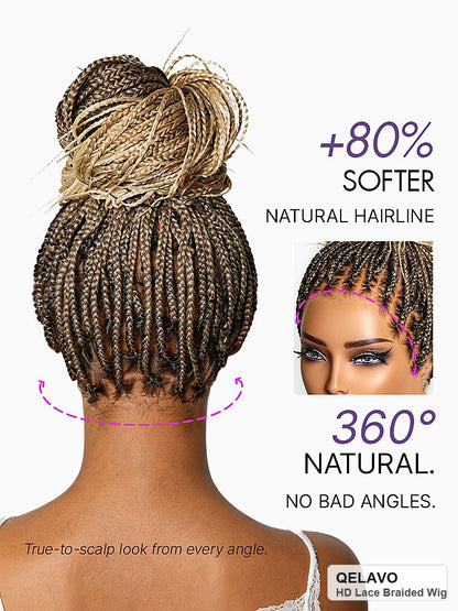 HD Lace Knotless Box Braided Wig | Real Scalp Look Glueless Wig - Qelavo