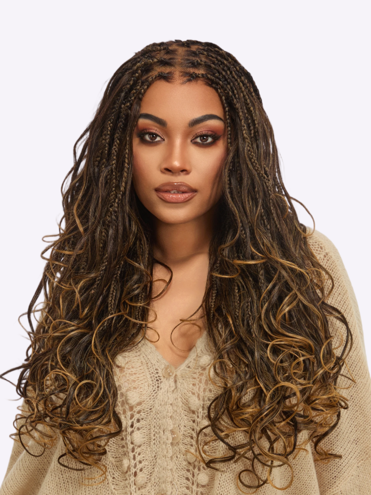 HD Lace Knotless Box Braided Wig | Real Scalp Look Glueless Wig - Qelavo