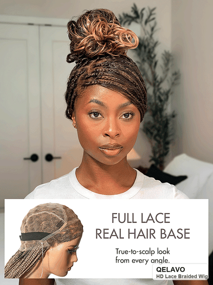 HD Lace Knotless Box Braided Wig | Real Scalp Look Glueless Wig - Qelavo