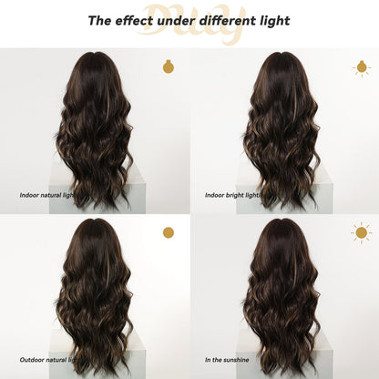 Restocked! Loni Plus C-DWY New Technology! Bionic Silk Top 24-Inch Long Wave Light Brown Glueless Synthetic Wig