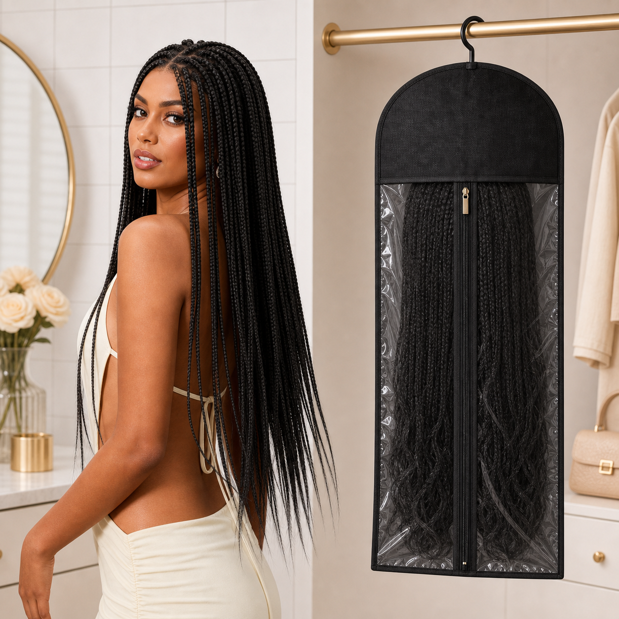 HD Lace Knotless Box Braided Wig | Real Scalp Look Glueless Wig - Qelavo