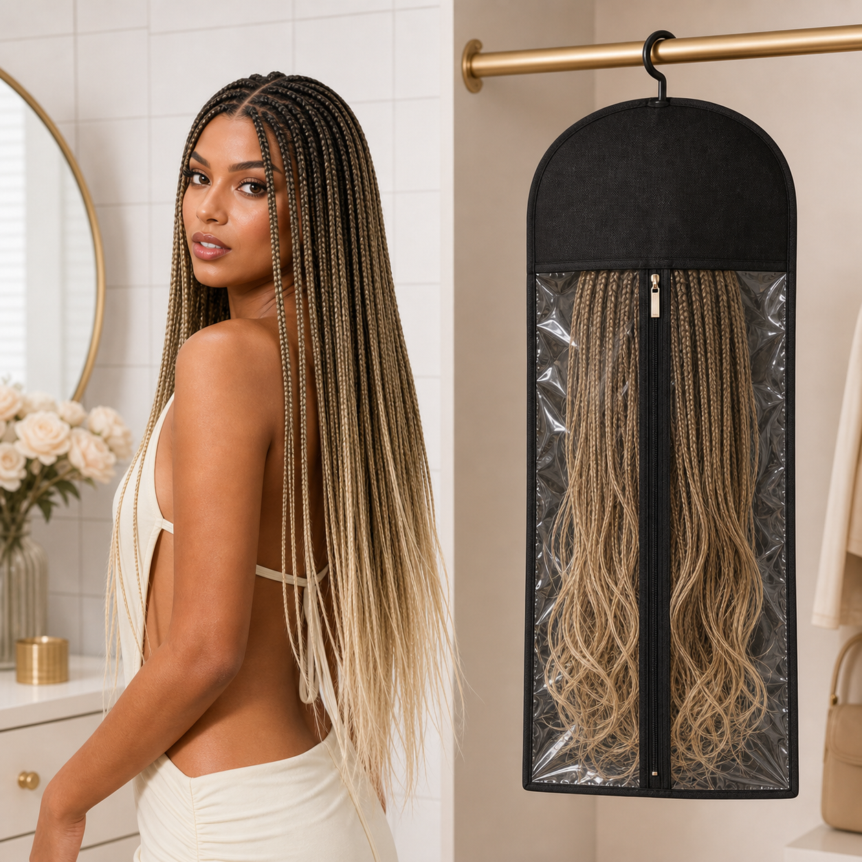 HD Lace Knotless Box Braided Wig | Real Scalp Look Glueless Wig - Qelavo