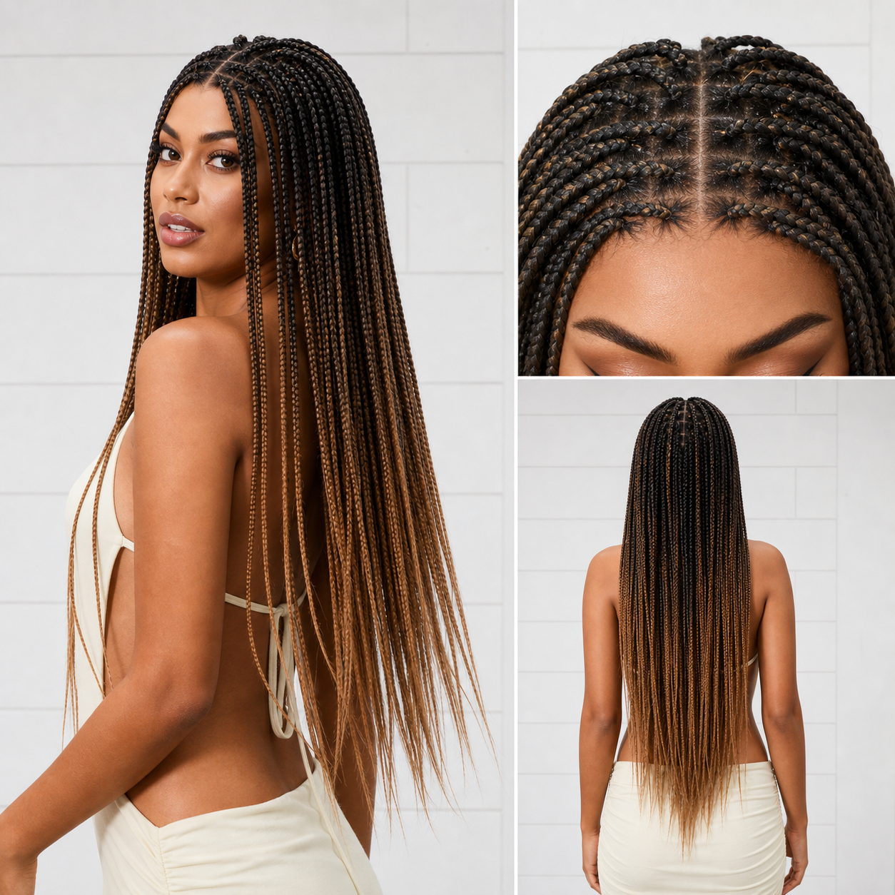 HD Lace Knotless Box Braided Wig | Real Scalp Look Glueless Wig - Qelavo