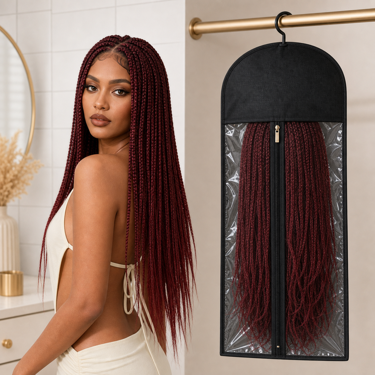 HD Lace Knotless Box Braided Wig | Real Scalp Look Glueless Wig - Qelavo