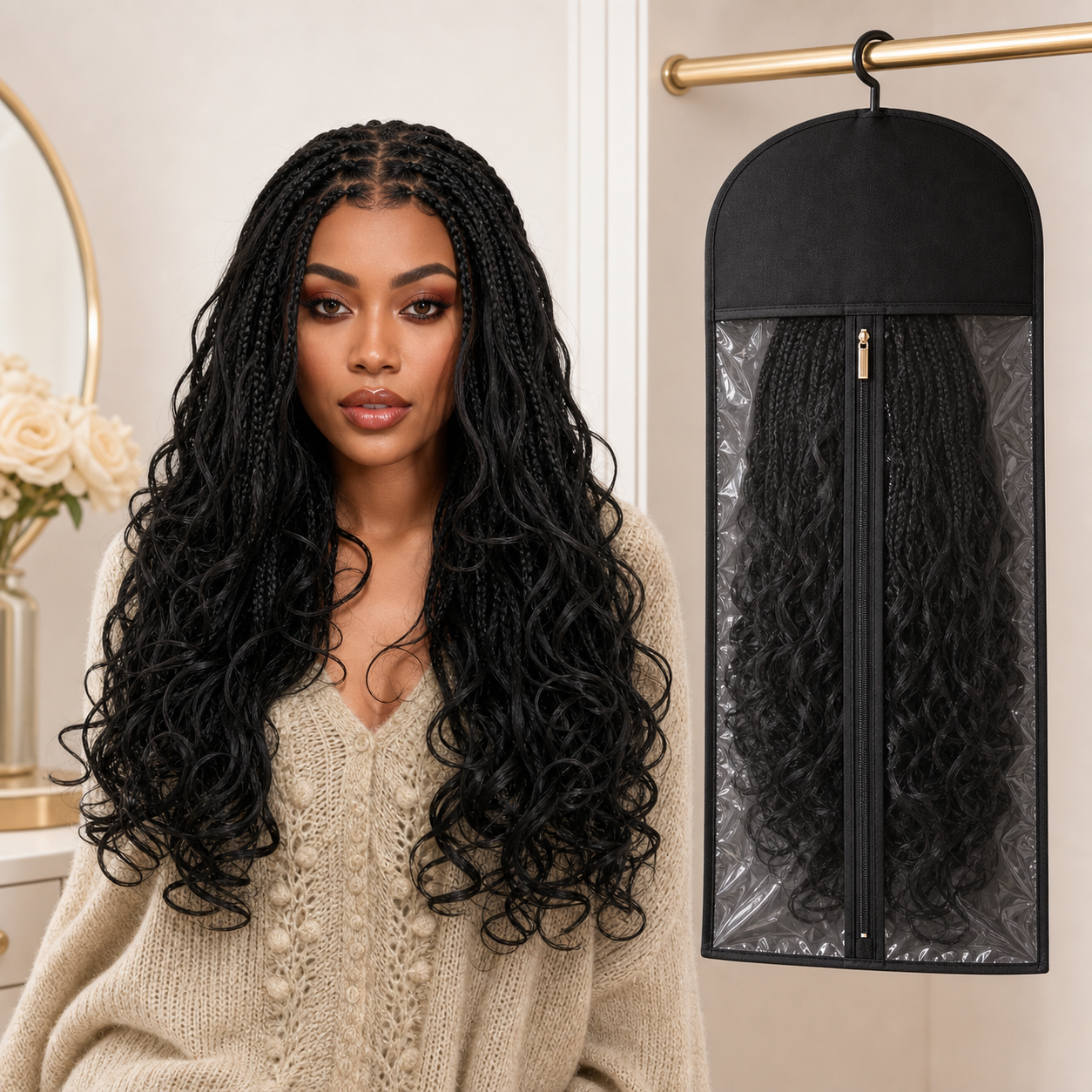 HD Lace Knotless Box Braided Wig | Real Scalp Look Glueless Wig - Qelavo