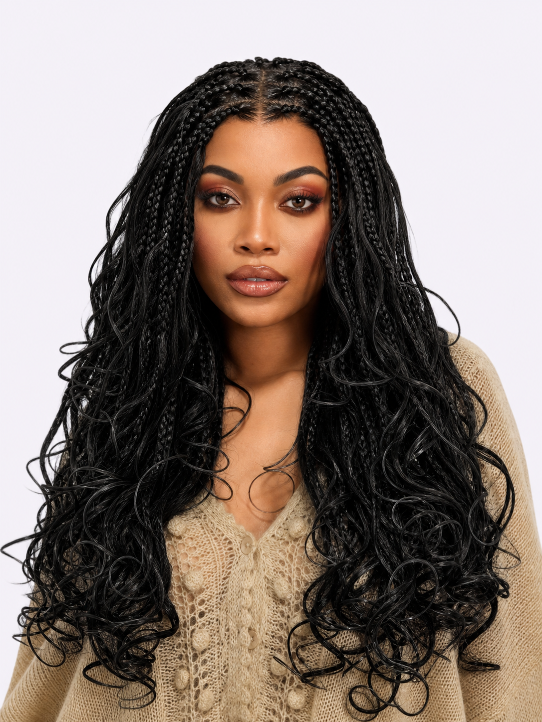 HD Lace Knotless Box Braided Wig | Real Scalp Look Glueless Wig - Qelavo
