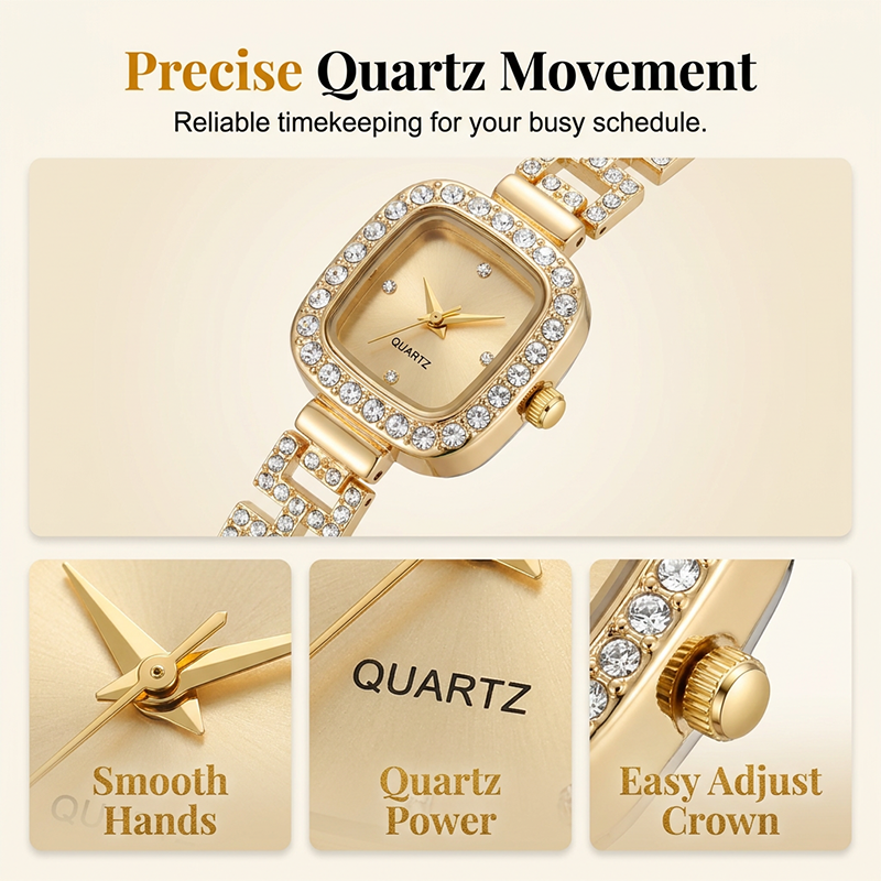 ⏰Women Drawstring Bracelet Watch Square Quartz⌚🌸