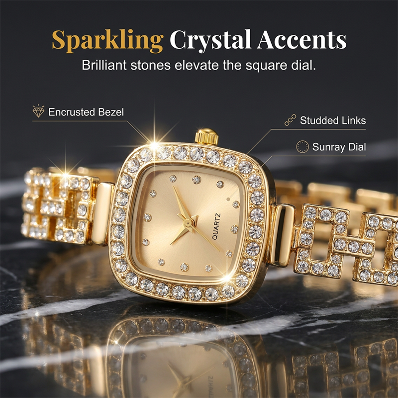 ⏰Women Drawstring Bracelet Watch Square Quartz⌚🌸