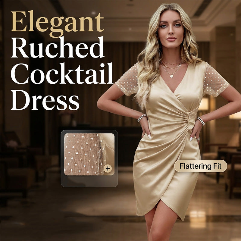 👗✨ Flattering V-neck ruched dress for evenings and parties
