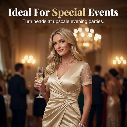 👗✨ Flattering V-neck ruched dress for evenings and parties